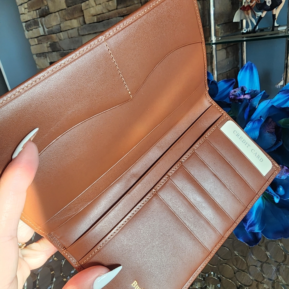 Authentic Burberry Checked Canvas Continental Wallet with Brown Trim - Picture 10 of 12